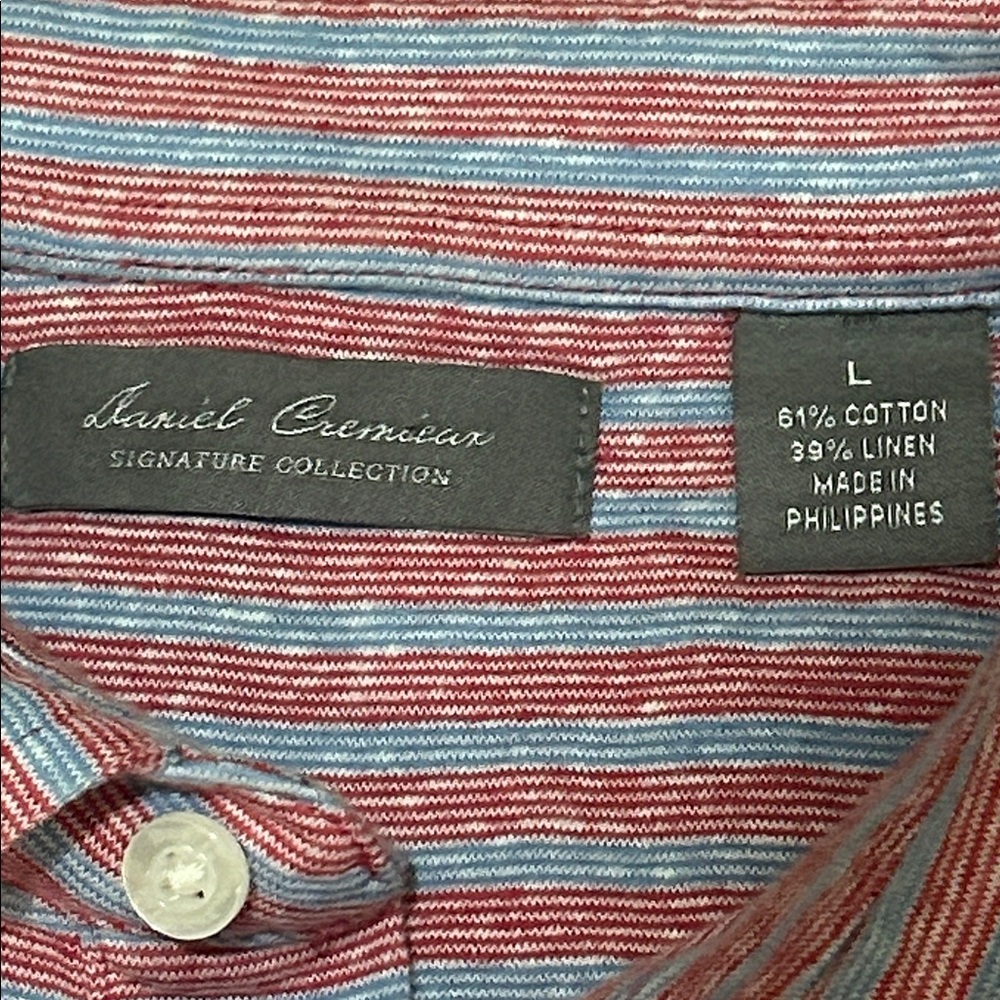 Daniel Cremieux Red and Gray Striped Polo Shirt - Picture 3 of 4